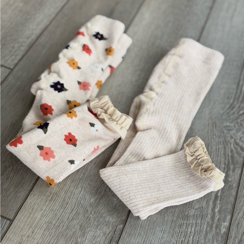 RuffleButts Rib Knit Tights Set